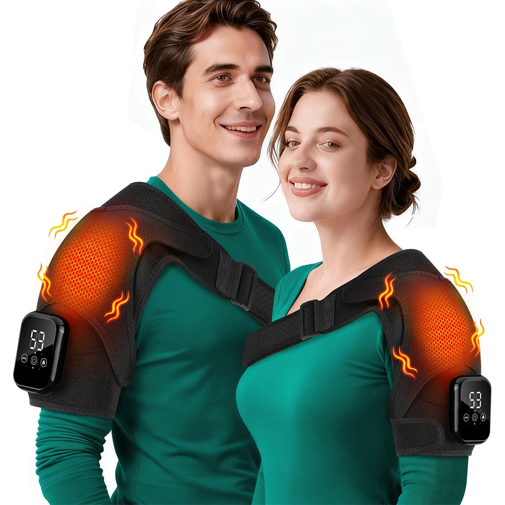 Electric Heating Shoulder Massage Heated Shoulder Brace Vibration Shoulder Massage Support Belt Strap for Arm Muscle Relaxation