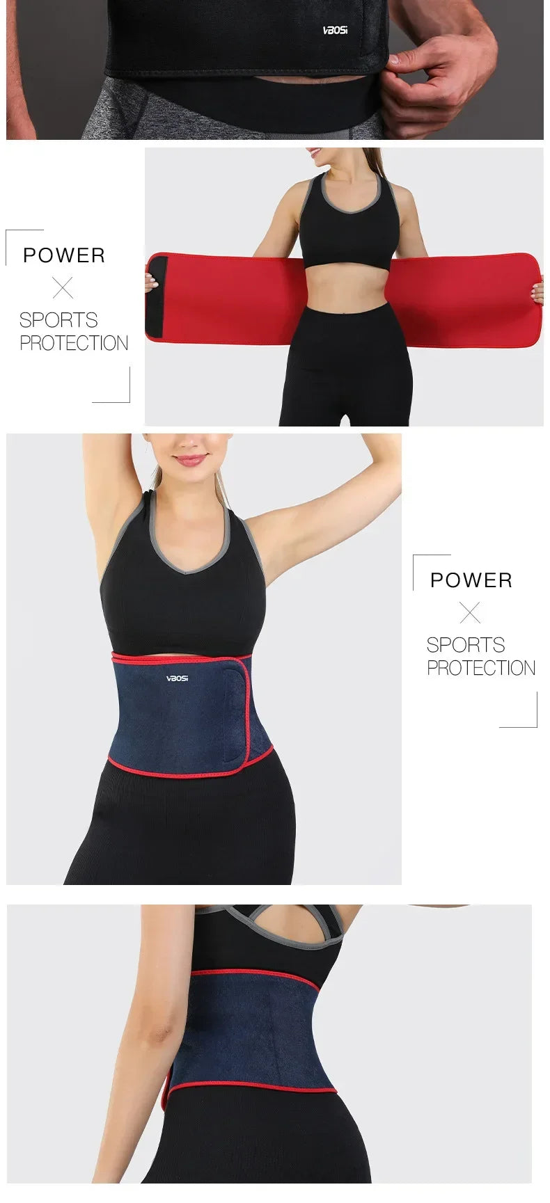 VBOSI Adjustable Waist Trainer Sweat Belt for Men Women, Lumbar Support Waist Trimmer for Gym & Sports