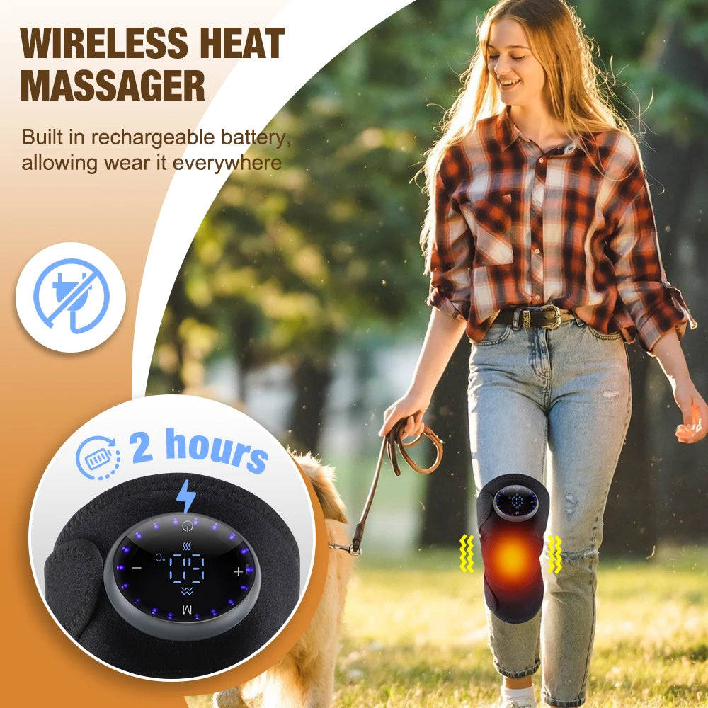 Heating Massage Support Brace 3 in 1 Electric Knee Shoulder Elbow Vibration Massage Belt Hot Compress Leg Joint Muscle Relax