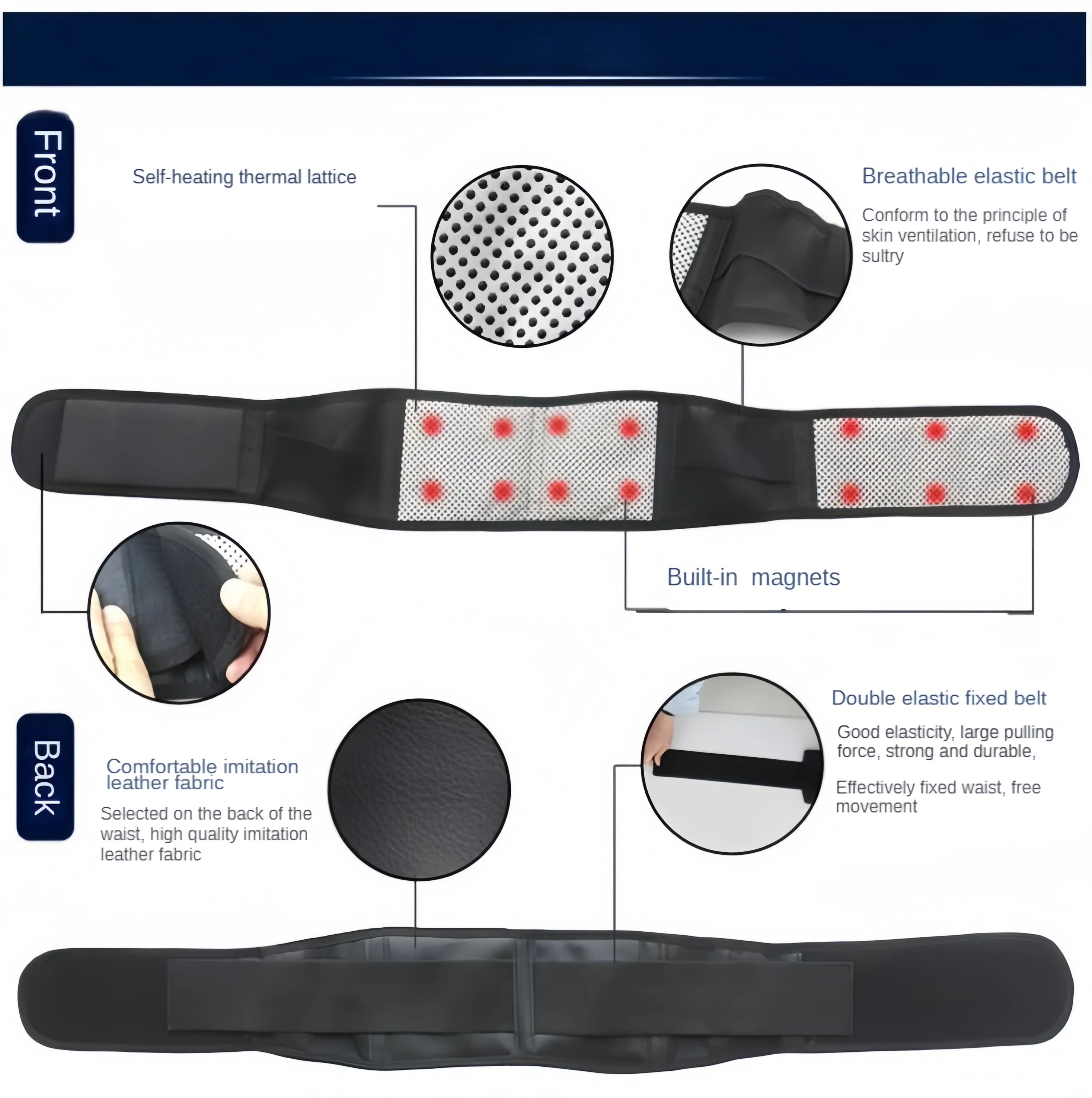 Adjustable Waist Tourmaline Self Heating Magnetic Therapy Back Waist Support Belt Lumbar Brace Massage Band Health Care medical