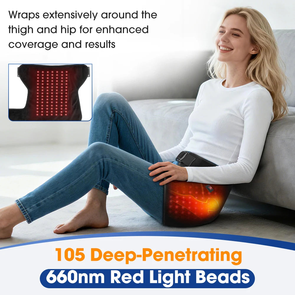 USB Charging Heated Hip Support Brace 660nm Far Infrared 3 Levels Adjustable Heating Wrap for Hip Thigh Buttock