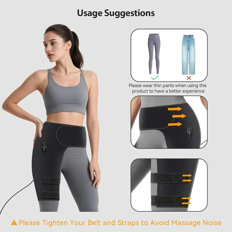 Full-Wrap Hip Support Brace with Massager Sciatica Pain Relief Buttock Physical Therapy Recovery Focused Hip Heating USB-Powered