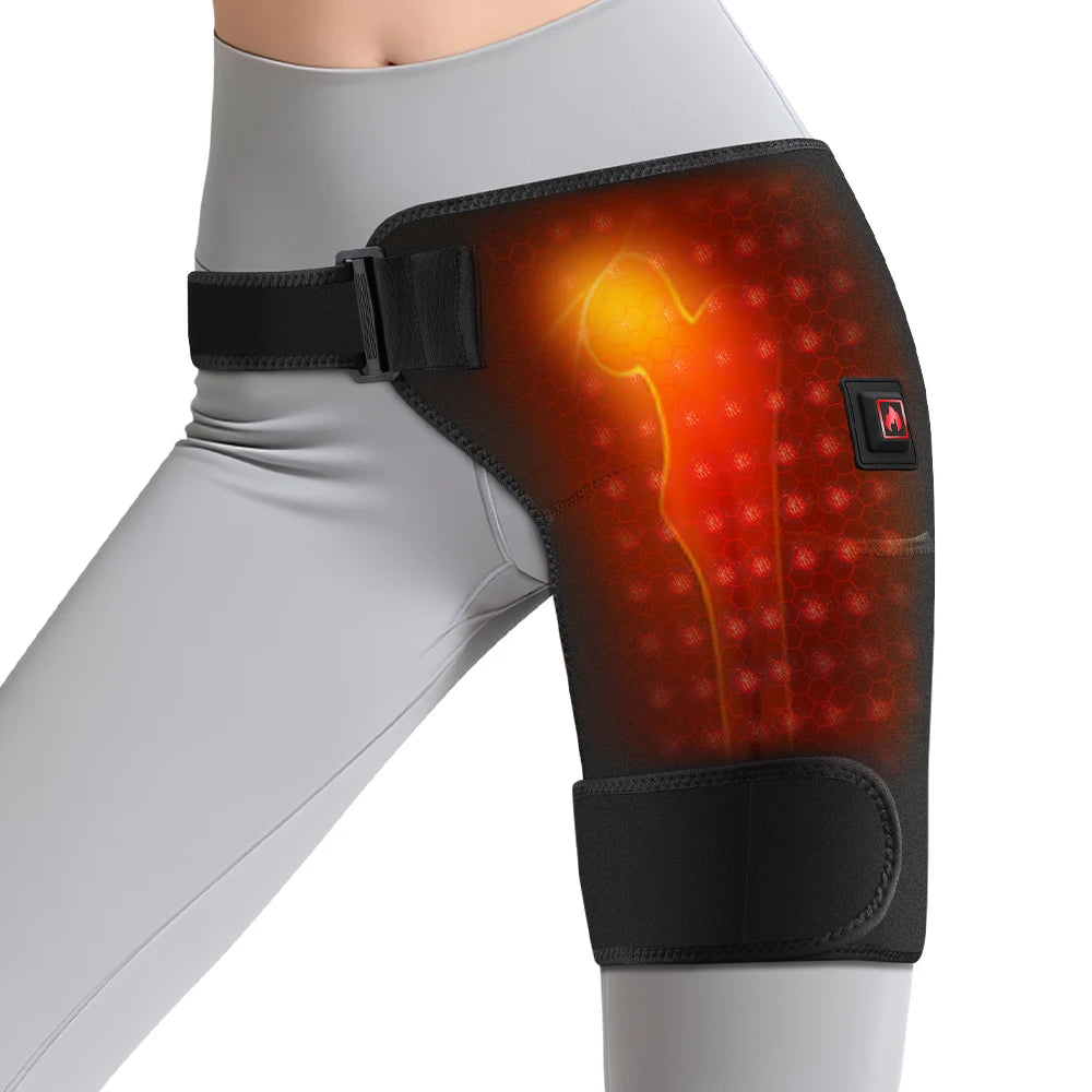 USB Charging Heated Hip Support Brace 660nm Far Infrared 3 Levels Adjustable Heating Wrap for Hip Thigh Buttock