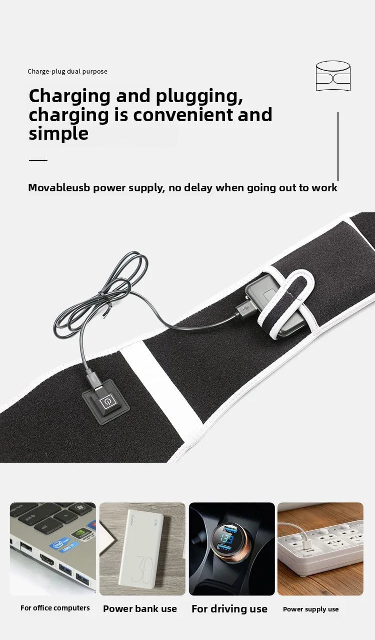 USB Electric Heating Warmer Hot Waist Lumbar Back Pad Belt Protector Brace Band Support Massager Anti Pain Relief Therapy Tool