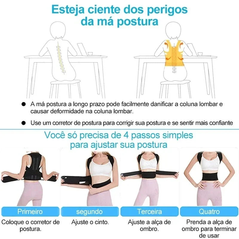 Back Brace Posture Corrector for Women & Men, Adjustable Back Lumbar Support Belt Shoulder Posture Support for Improve Scoliosis