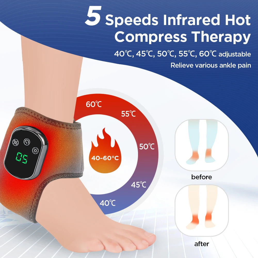 Electric Foot Ankle Massager with Heat Vibration Ankle Heating Pad for Achilles Tendonitis Plantar Fasciitis Hand Wrist Massager