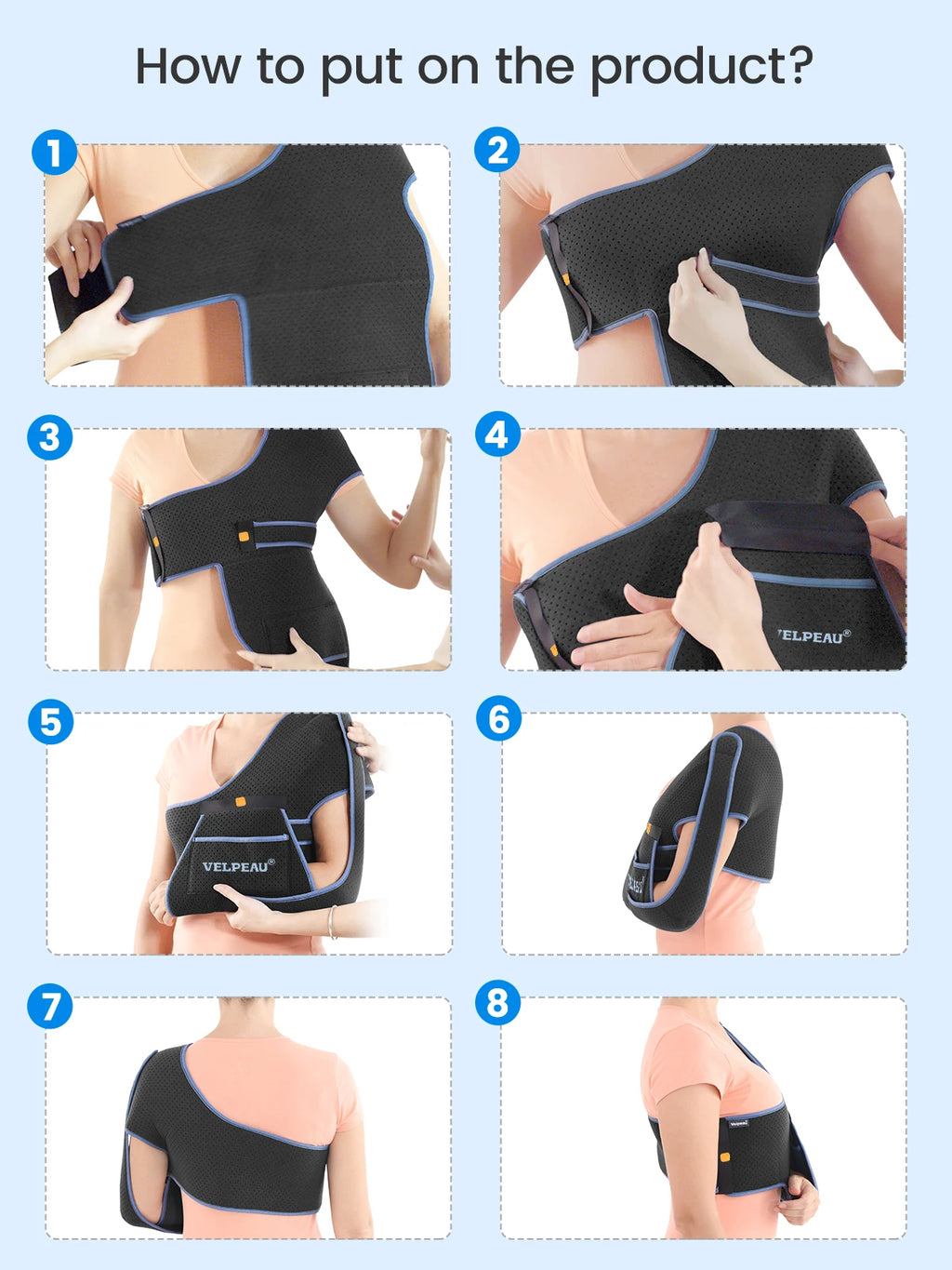 VELPEAU Shoulder Sling Breathable for Rotator Cuff Tear, Arm Fracture and Dislocation, Shoulder Immobilizer for Sleeping