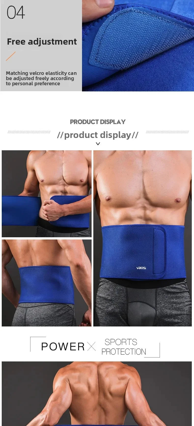 VBOSI Adjustable Waist Trainer Sweat Belt for Men Women, Lumbar Support Waist Trimmer for Gym & Sports