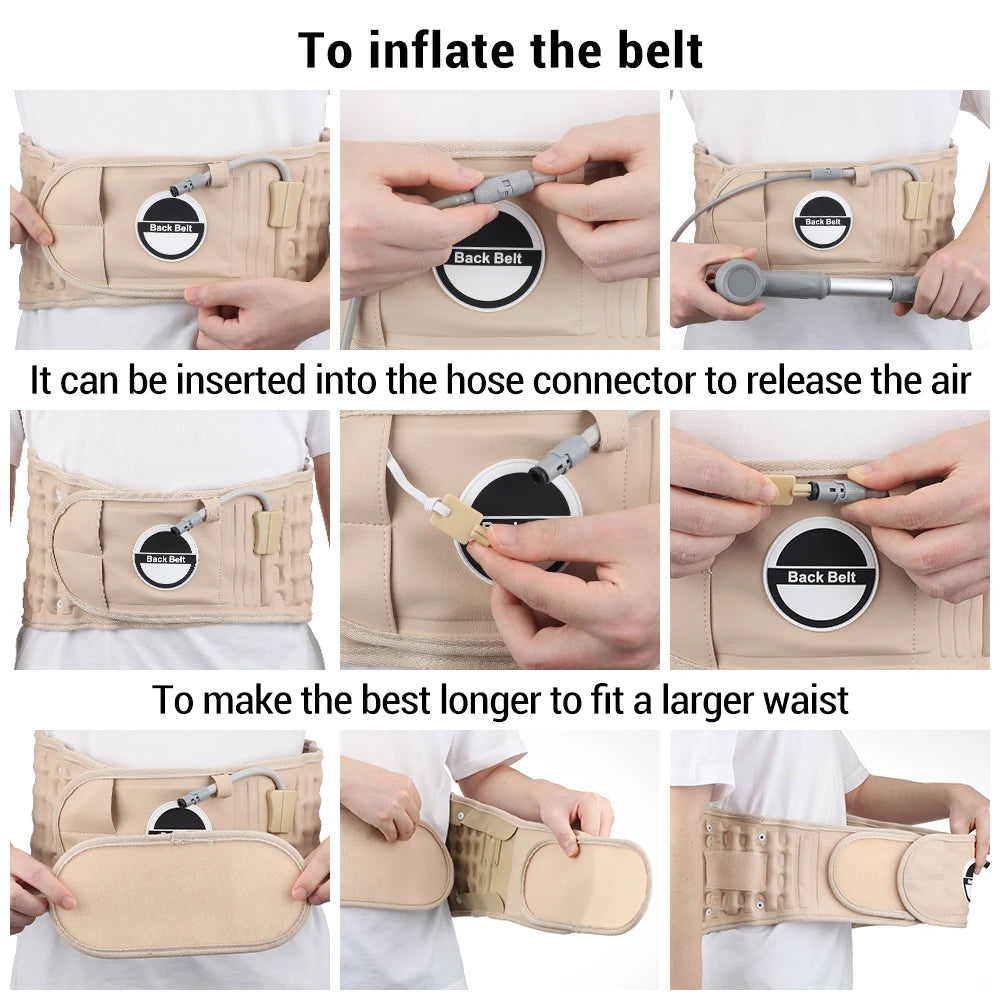 Inflatable Waist Belt Massager Adjustable Decompression Back Belt Lumbar Support Waist Air Traction Brace Waist Massage Belts