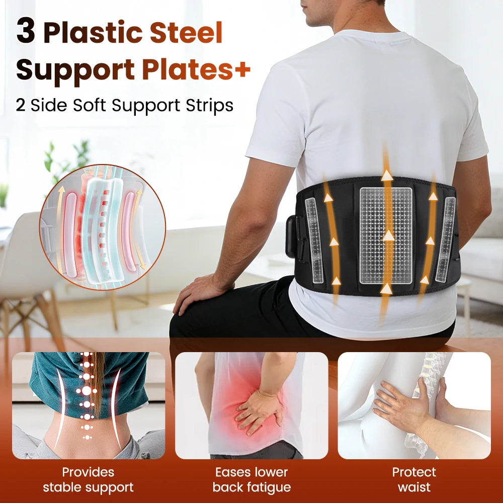 Infrared Heating Waist Massager Electric Belt Vibration USB Charge Red Light Hot Compress Lumbar Back Support Brace Relaxation