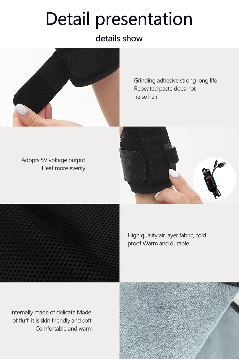 Heated Massage Wrist Thumb Brace USB-Powered Arthritis Carpal Tunnel Relief Thumb Tendonitis Sprains Pain Ease Muscle Relaxation