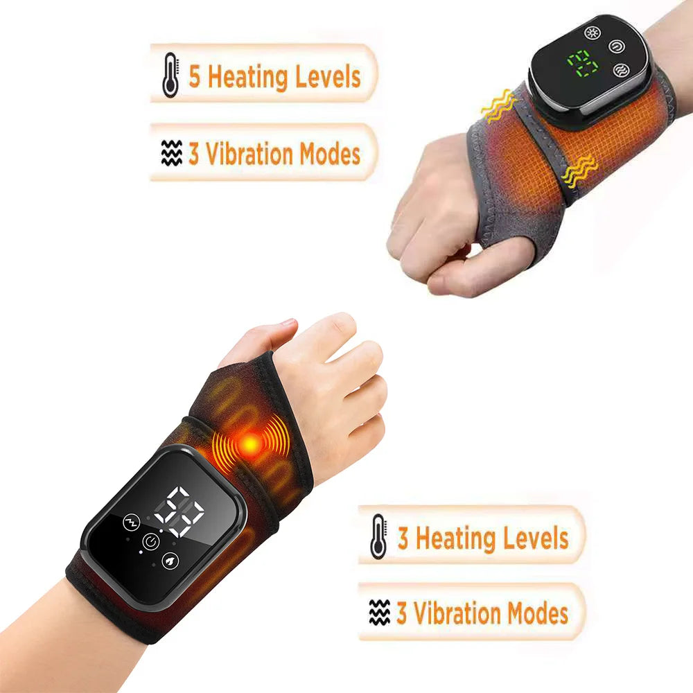 Electric Wrist Massage Heating Pad 3 Heating Levels 3 Vibrations Hand Wrist Massager Heated Wrist Brace Hot Compress Wristband