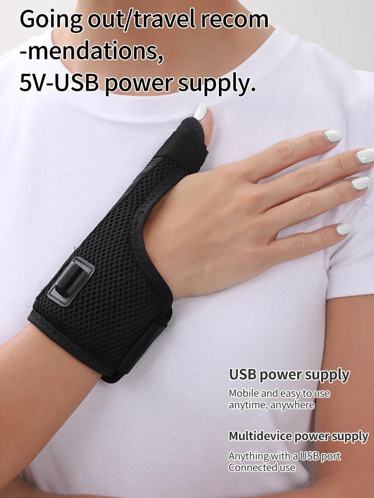 Heated Massage Wrist Thumb Brace USB-Powered Arthritis Carpal Tunnel Relief Thumb Tendonitis Sprains Pain Ease Muscle Relaxation