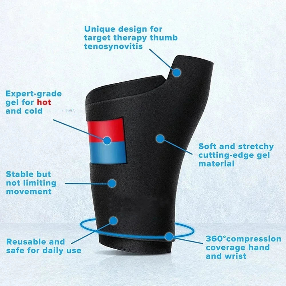 Wrist Solid Gel Ice Packs Hot Cold Hand and Thumb Compression Sleeve Wrap Reusable Soft Gel Glove