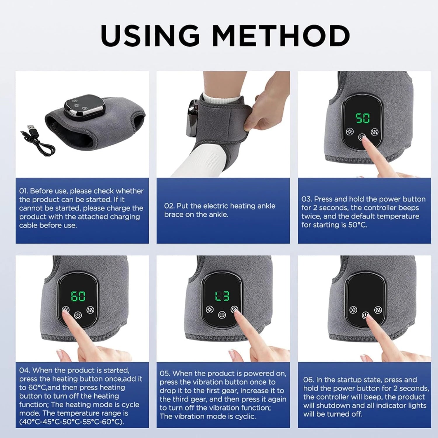 Electric Wrist Brace with Adjustable Hot Compress Vibration Massage Ankle Guard Band Carpal Tunnel Hand Foot Protection Tool