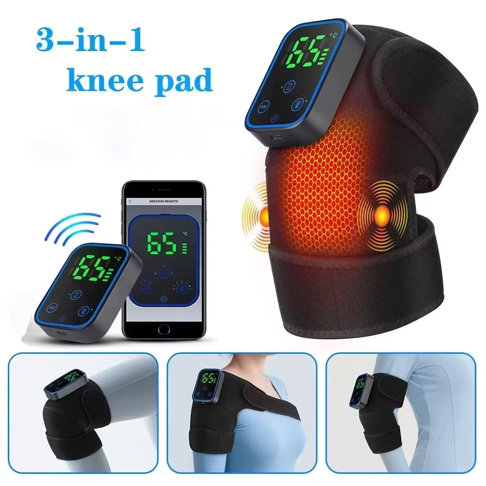 3 in 1 Cordless Thermal Knee Pad Knee Shoulder Massager Vibration Leg Arm Joint Brace Muscle Relax Joint Brace Muscle Relaxation