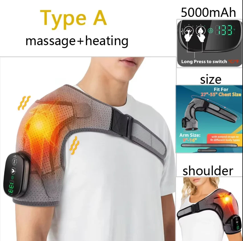 Electric Heating Heated Shoulder Brace Wrap Shoulder Massage Support Belt Strap with Adjustable of Heating Arm Muscle Relaxation