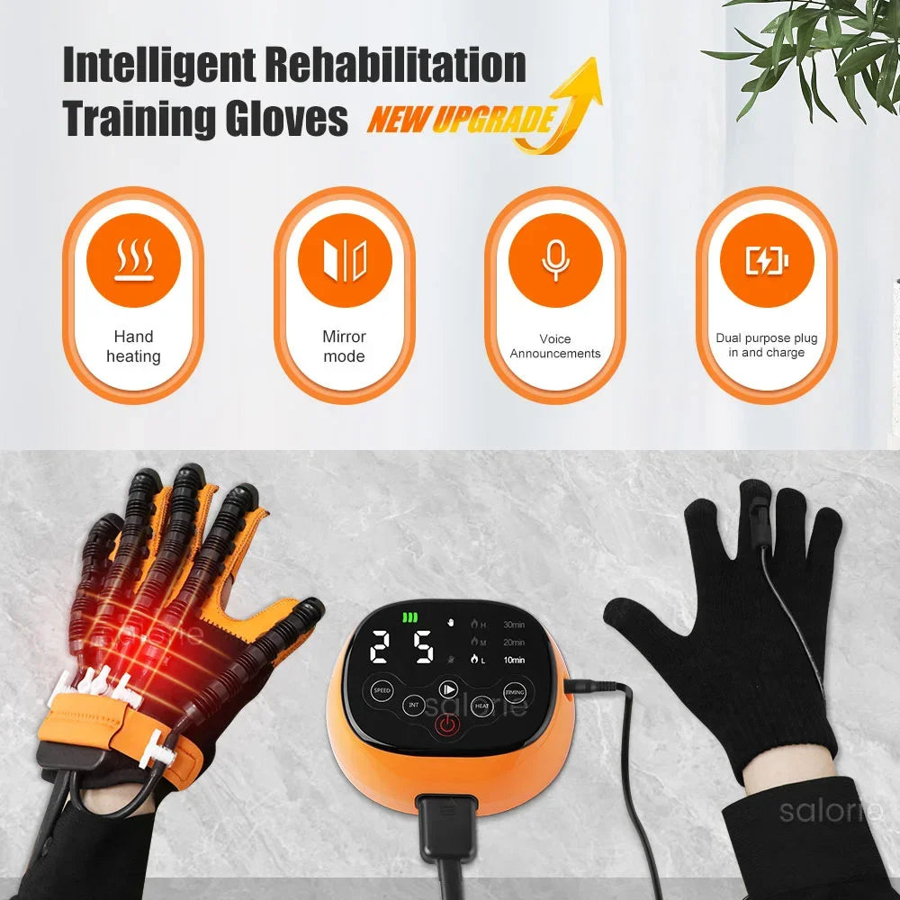 Heated Rehabilitation Robot Gloves Finger & Hand Function Workout Recovery Tool Hemiplegia Stroke Physiotherapy Training Device