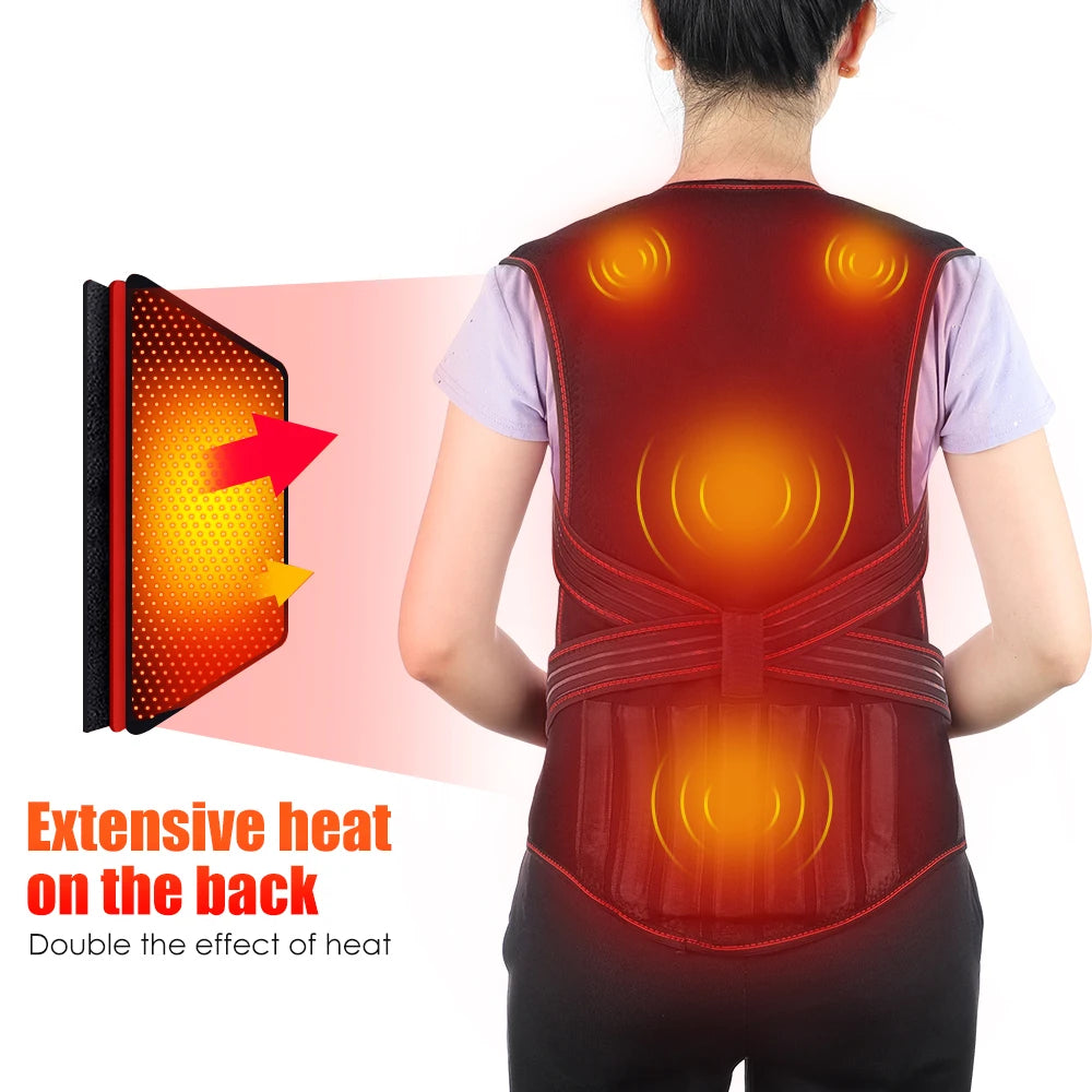 118 Tourmaline Self Heating Magnetic Therapy Waist Belt Spine Lumbar Brace Back Neck Shoulder Massager Posture Corrector Belt