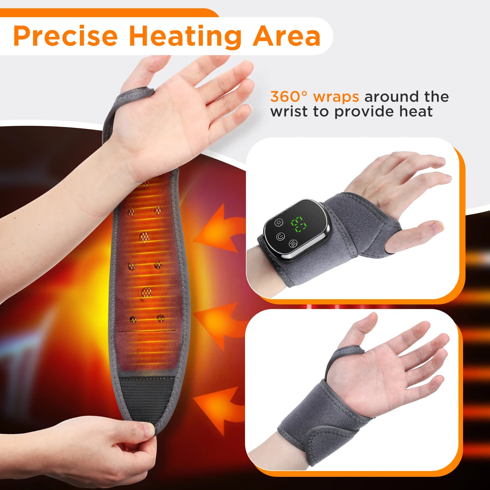 Electric Heating Wrist Guard Vibration Massage Hot Compress Wrist Brace Ankle Wrap Hand Foot Protector Rechargeable Wristband