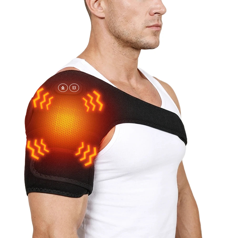 Smart Heated Massage Brace for Shoulder, USB Powered Shoulder Heating Pad for Joint & Muscle Massage, Left and Right Arm All Use