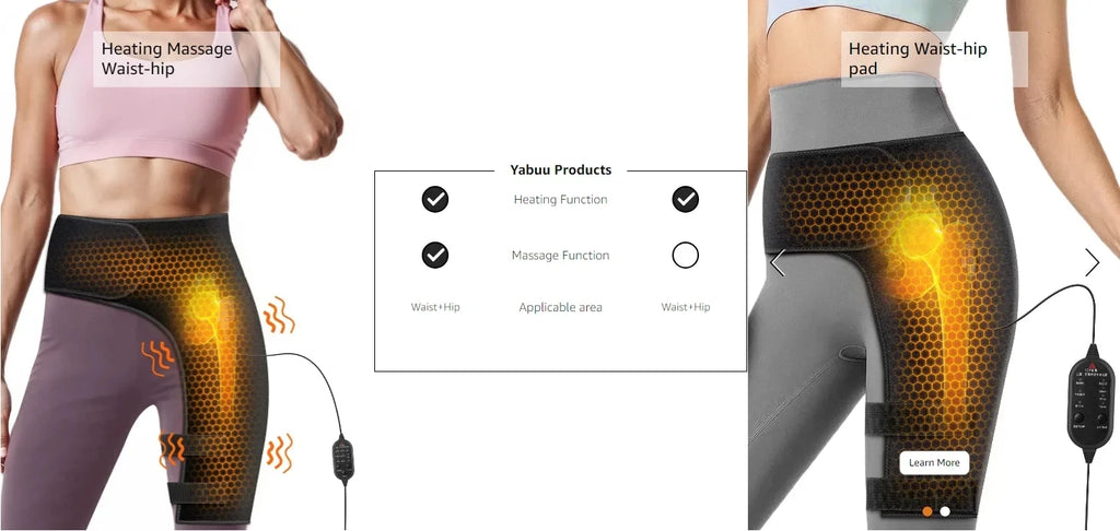 Full-Wrap Hip Support Brace with Massager Sciatica Pain Relief Buttock Physical Therapy Recovery Focused Hip Heating USB-Powered
