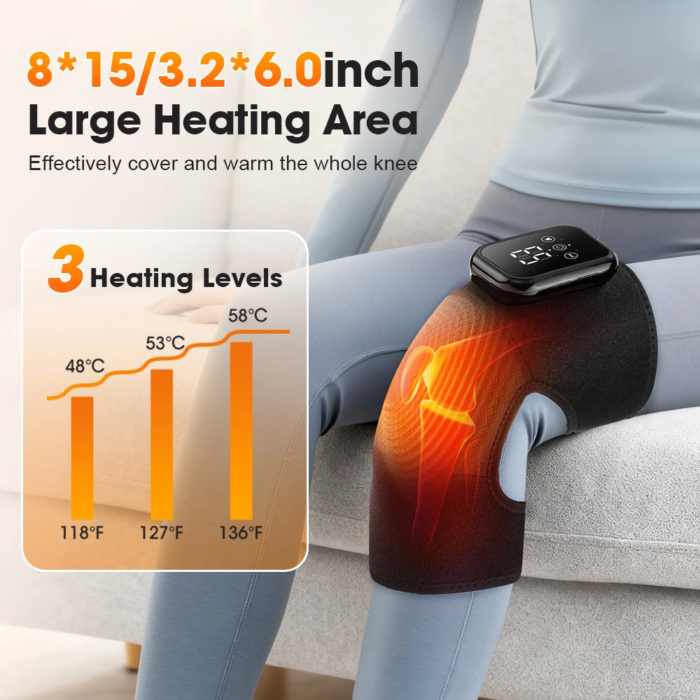 Heating Massage Support Brace 3 in 1 Electric Knee Shoulder Elbow Vibration Massage Belt Hot Compress Leg Joint Muscle Relax