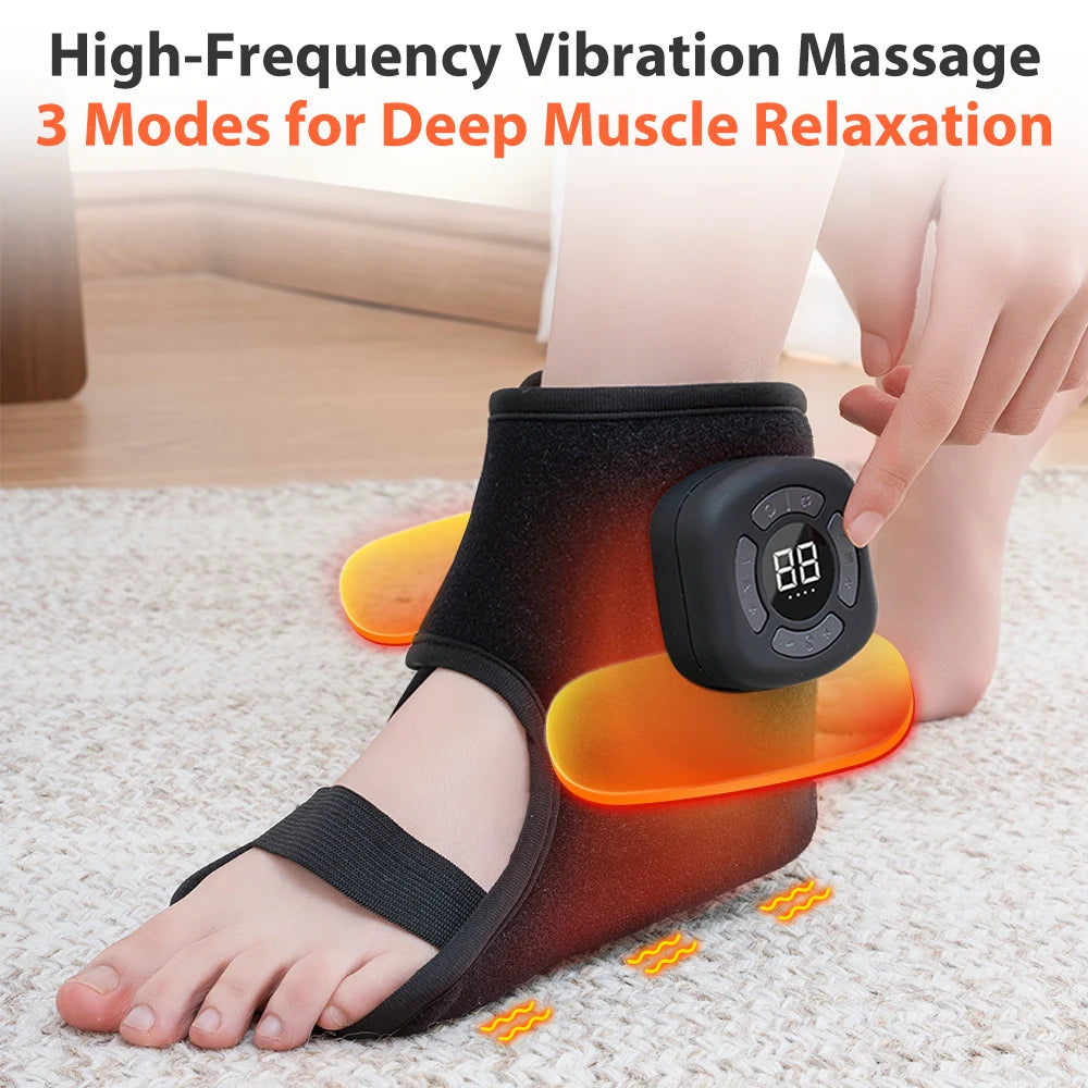 Portable Foot Massager with Heat, Cordless Ankle Massage for Plantar Fasciitis, Swelling, Compression Boot for Circulation