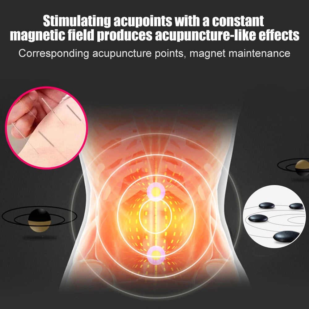 BYEPAIN Tourmaline Self-heating Magnetic Therapy Waist Support Belt Lumbar Back Waist Support Brace Double Banded Adjustable