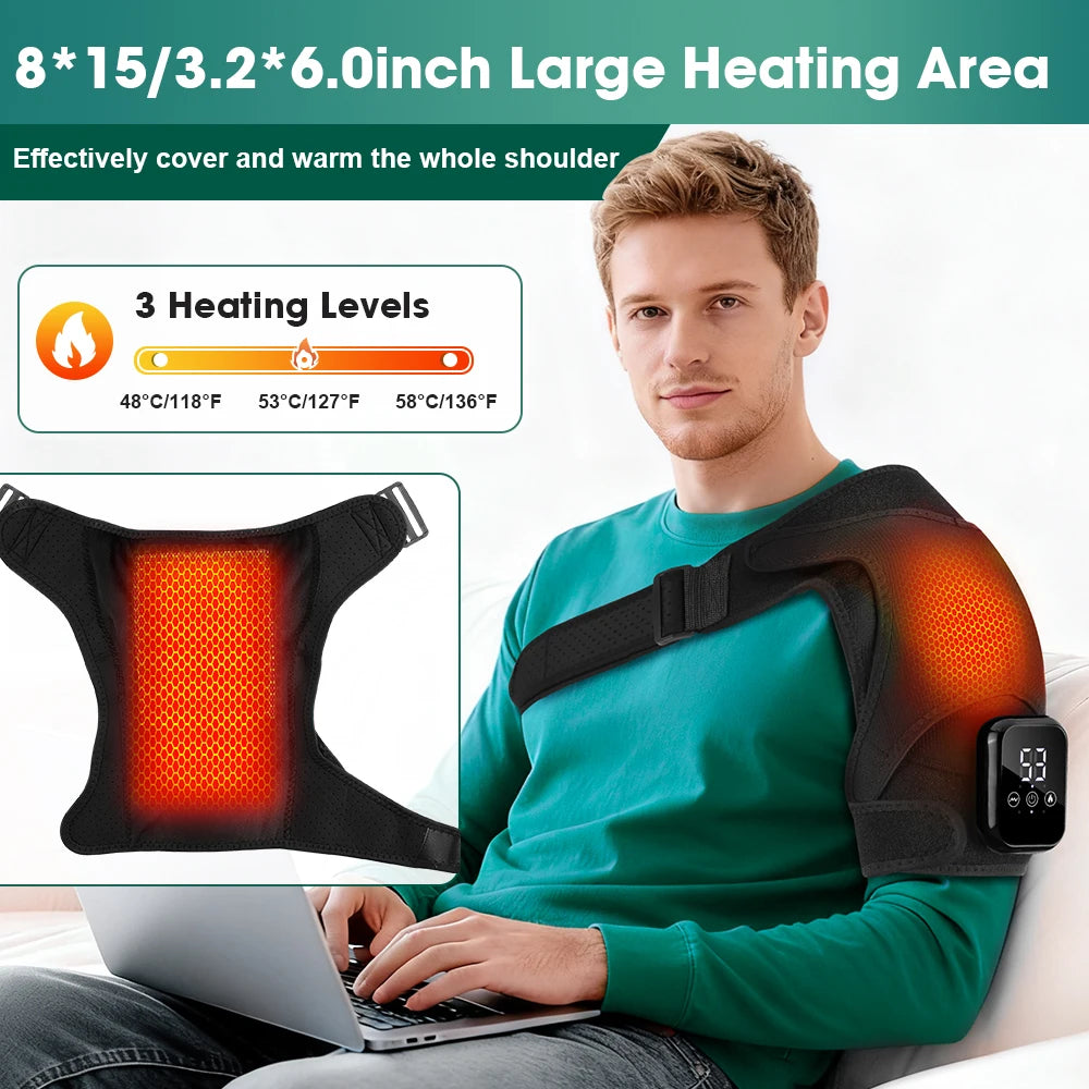 Electric Heating Shoulder Massage Heated Shoulder Brace Vibration Shoulder Massage Support Belt Strap for Arm Muscle Relaxation