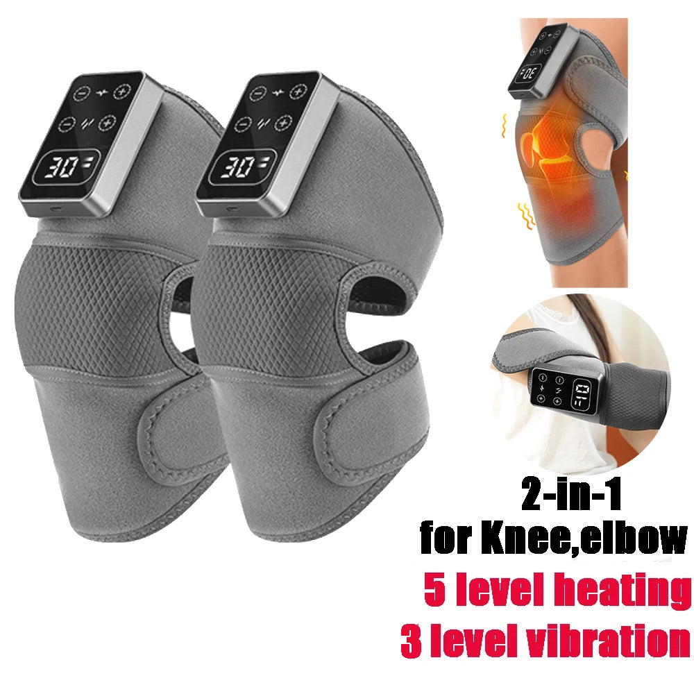 Electric Heating Knee Massager 2 in 1 Knee Elbow Knee Leg Thermal Vibration Massage Knee Blood Circulation Warmer Rechargeable