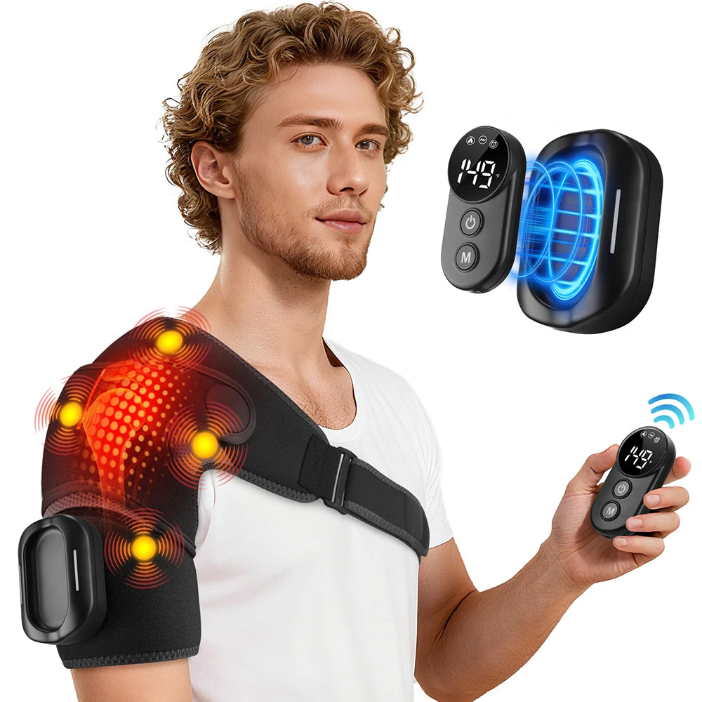 Electric Heating Heated Shoulder Brace Wrap Shoulder Massage Support Belt Strap with Adjustable of Heating Arm Muscle Relaxation