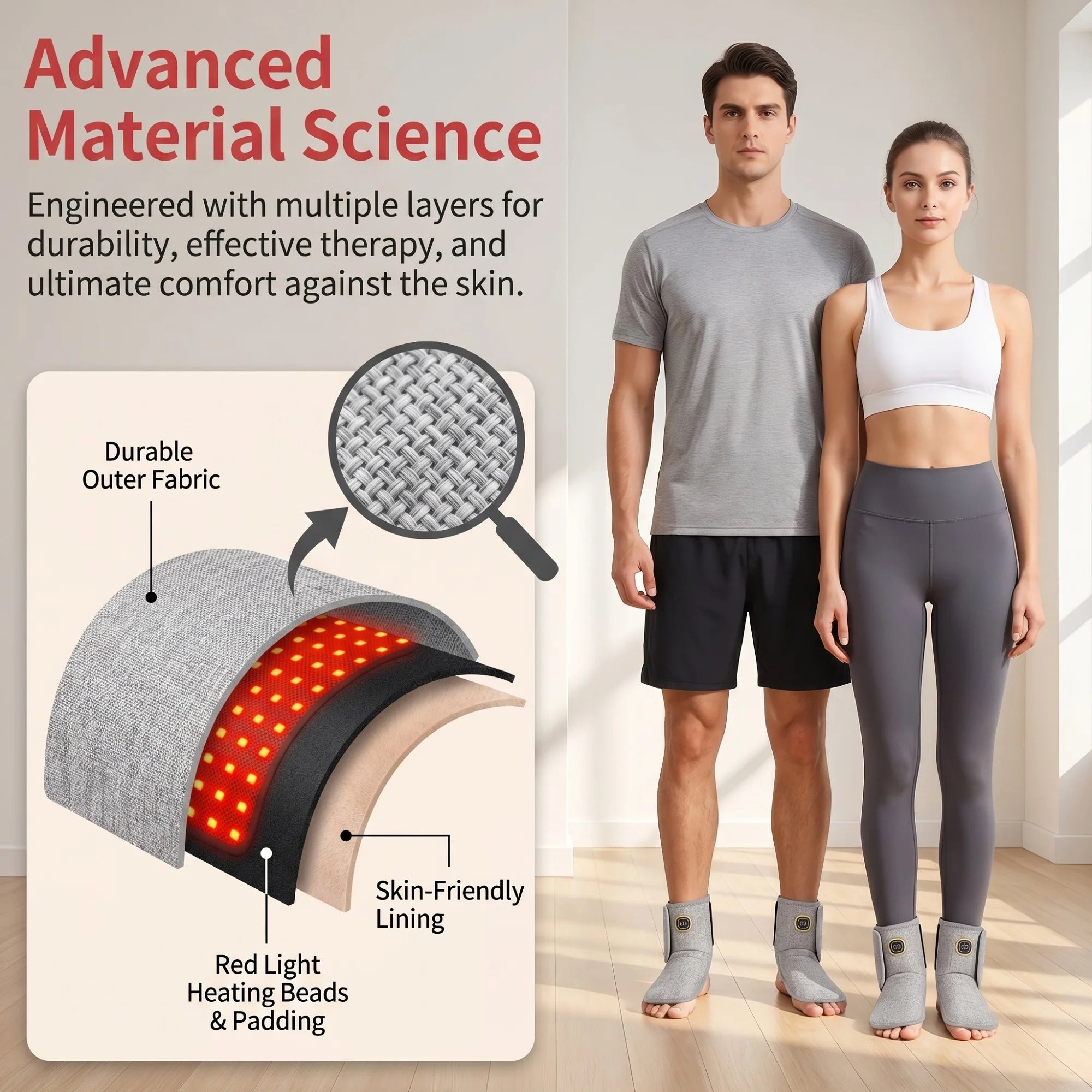 Red Light Heating Cordless Ankle Massager Wrist Wraps Support Brace Ankle Heating Pad Heated Hand Foot Vibration Massage Belt