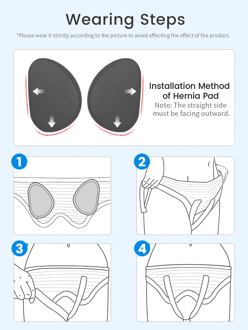 VELPEAU Hernia Belt with 2 Compression Pads, Adjustable Hernia Truss Support for Single/Double Inguinal for Men and Women