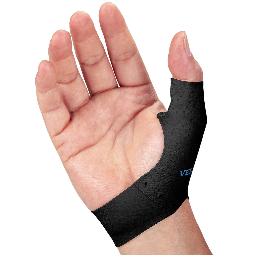 VELPEAU Elastic Thumb Support Brace for Arthritis, Tendonitis, Splint Liner, Thumb Compression Sleeve Fits Left and Right Hands