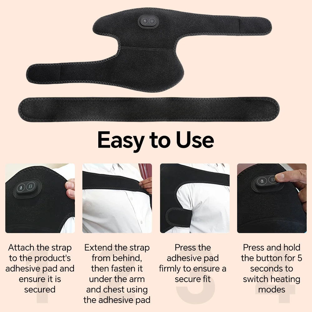 Smart Heated Massage Brace for Shoulder, USB Powered Shoulder Heating Pad for Joint & Muscle Massage, Left and Right Arm All Use