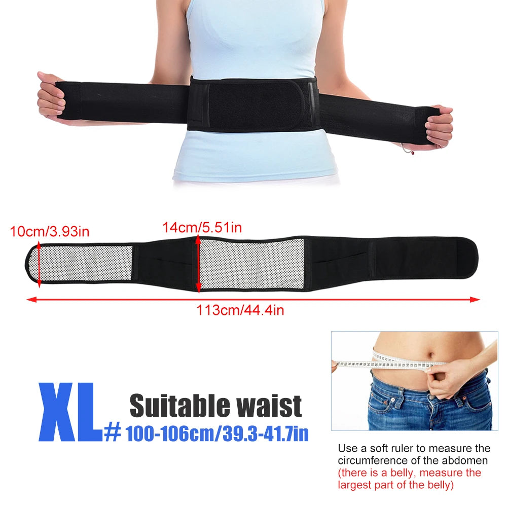 BYEPAIN Tourmaline Self-heating Magnetic Therapy Waist Support Belt Lumbar Back Waist Support Brace Double Banded Adjustable