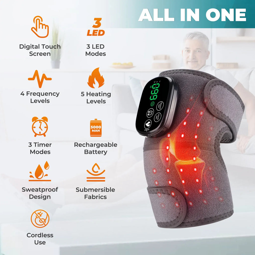 Multifunctional LED Knee Massager 650nm and 850nm Red Light Heating Electric Infrared Knee Pad Leg Joint Muscle Relax