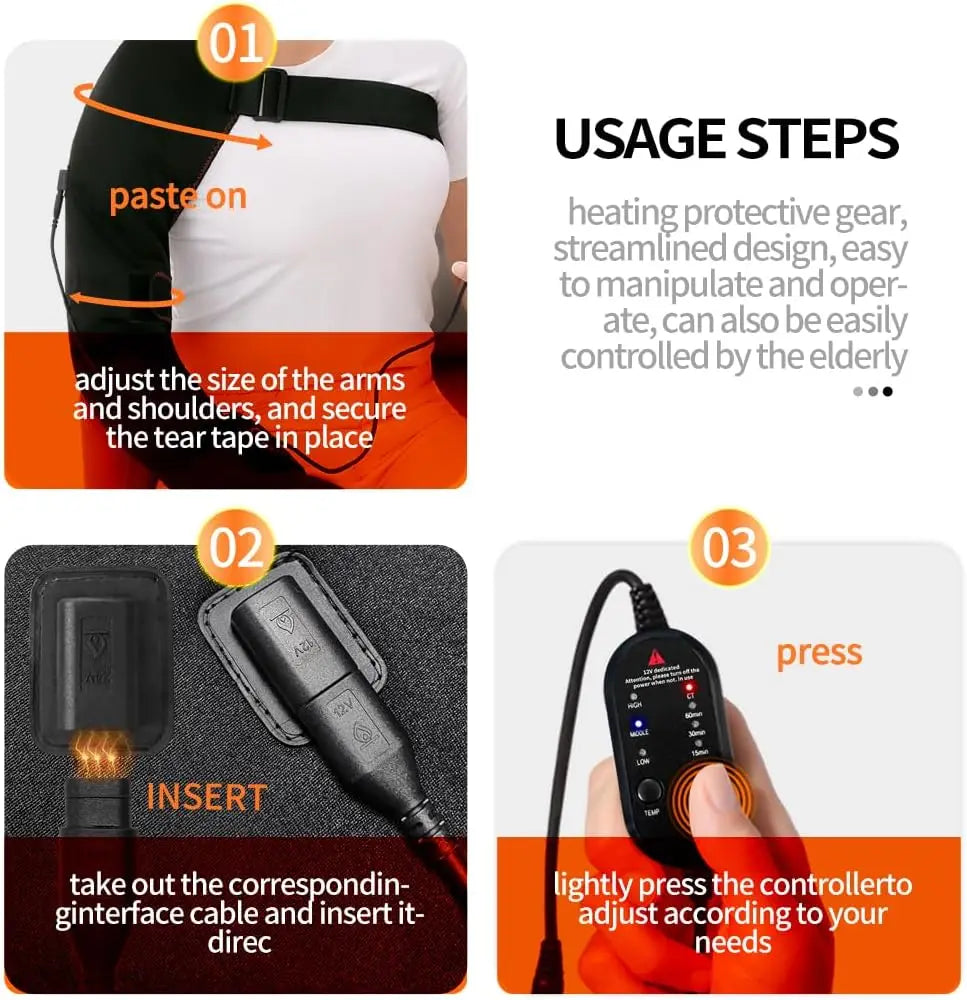 Shoulder Arm Massage Heating Brace Long Heated Elbow Heating Support 3 Vibration Heat Settings Shoulder Wrap for Frozen Shoulder