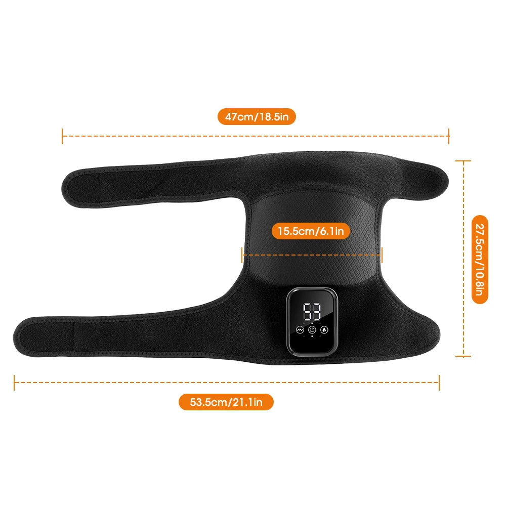 Heat Vibration Electric Heated Knee Brace 3 Heating Levels and 3 Modes USB Rechargeable Massage Knee Pad LCD Touch Screen Adjus