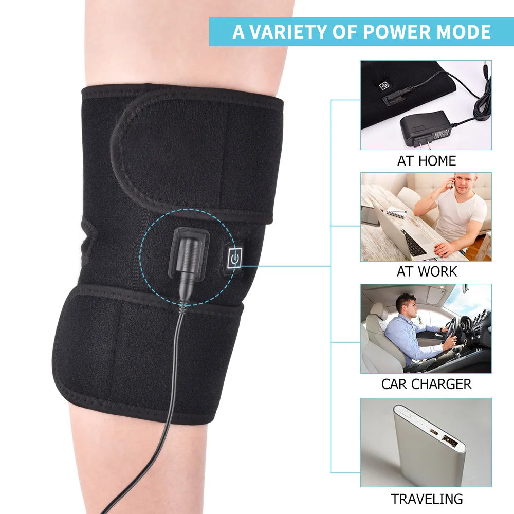 Electric Knee Heating Pad USB Thermal Therapy Heated Knee Brace Support for Arthritis Joint Pain Relief Old Cold Leg Knee Warmer