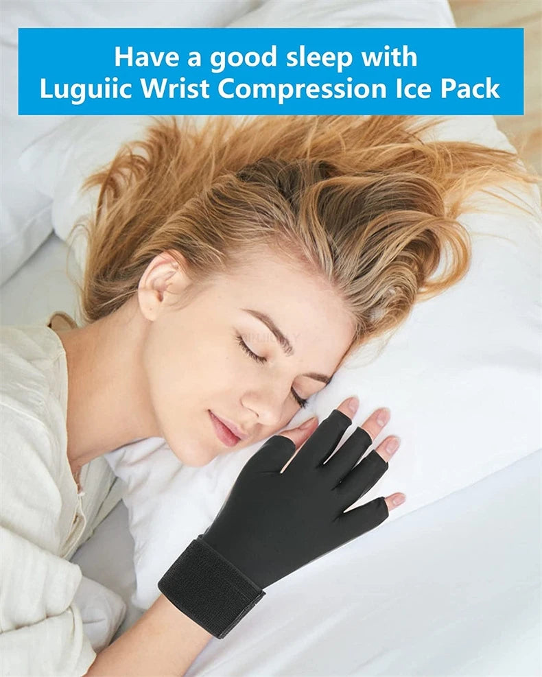 Finger Arthritis Compression Ice Glove Adjustable Wrist Strap Hand Wrist Ice Pack Pain Relief for Arthritis Cold or Heat Therapy