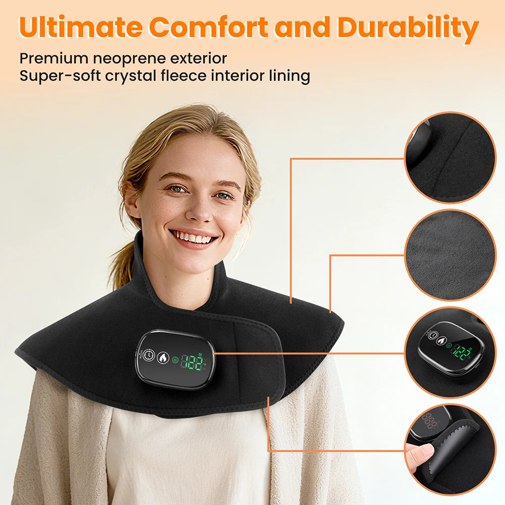 Electric Heating Shoulder Neck Pad Type-C Cervical Brace Wrap 4 Levels Hot Compress Back Shawl Neck Shoulder Heated Pad