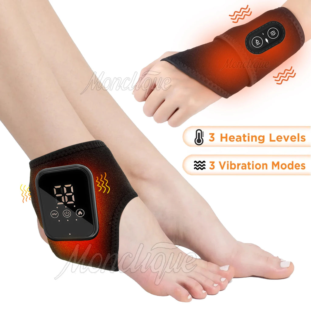 Electric Wrist Brace and Ankle Brace with Adjustable Hot Compress Massage Ankle Guard Band Carpal Tunnel Foot Protection Support