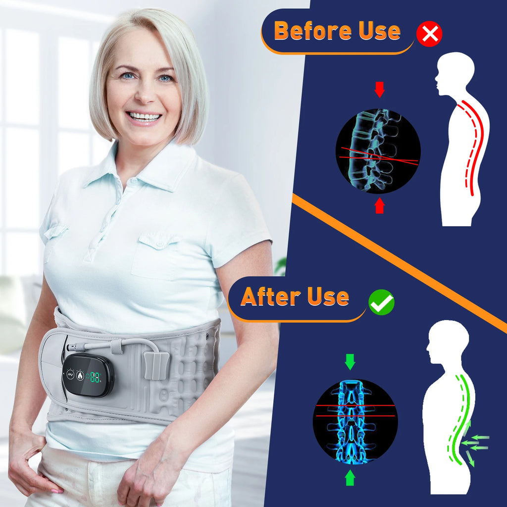 Infrared Heating Waist Massager Electric Belt Vibration USB Charge Red Light Hot Compress Lumbar Back Support Brace Relaxation