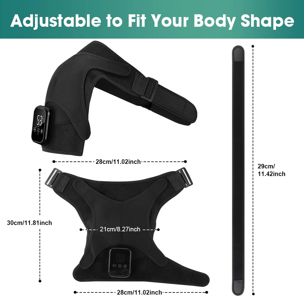 Portable Shoulder Massage Belt 3 Levels Adjustable Heating Vibration Shoulder Support Brace Wrap Pad Massage Relaxation Cordless