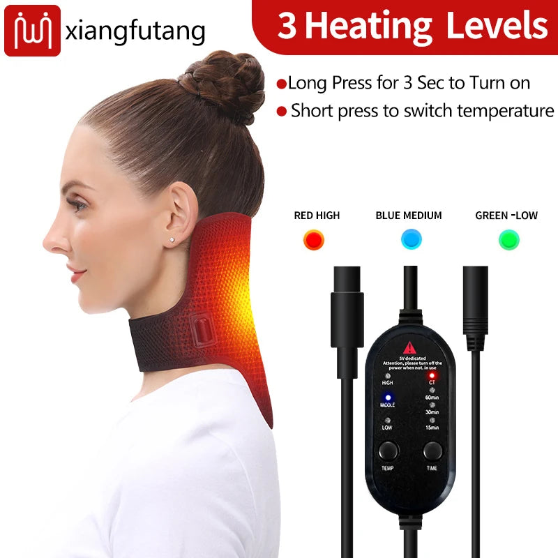 Electric Heating Neck Brace Cervical Vertebra Fatigue Therapy Reliever Neck Pain Relieve Strap Moxibustion Health Care Tool