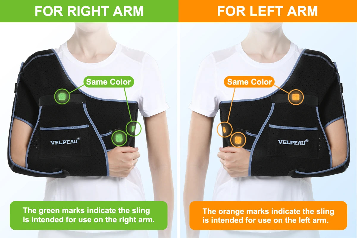 VELPEAU Shoulder Sling Breathable for Rotator Cuff Tear, Arm Fracture and Dislocation, Shoulder Immobilizer for Sleeping