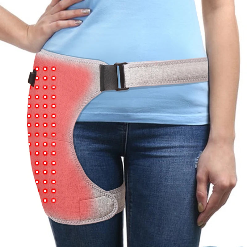 Red Light Electric Heated Hip Brace with Adjustable Vibration Massage Hip Groin Thigh Support Muscle Relaxation And Pain Relief