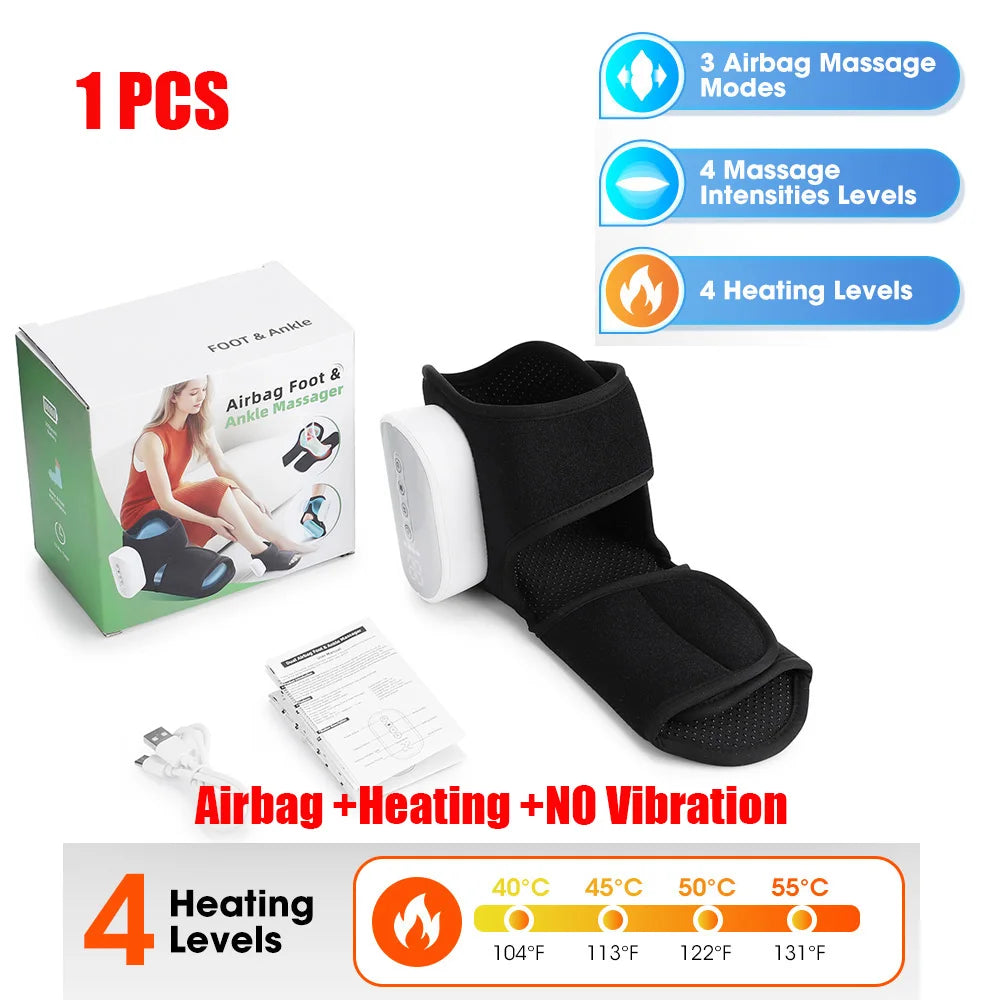 Portable Foot Massager with Heat, Cordless Ankle Massage for Plantar Fasciitis, Swelling, Compression Boot for Circulation